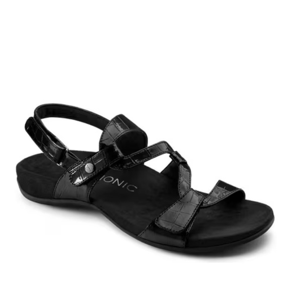 Vionic Paros Backstrap Sandal in Black Patent Women’s Size 6 - Picture 1 of 9